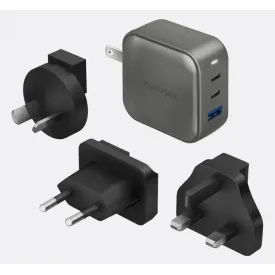 Сетевое зарядное устройство EnergEA TravelWorld GaN66 2C1A, PD, PPS, QC3.0, 66W, Gunmetal, металлический